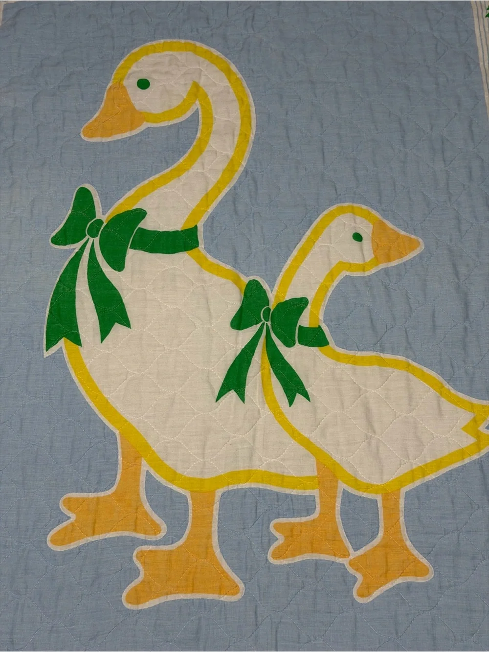 VTG That’s Our Baby Quilted Blanket - Mother Goose Cottage Core Country 34”x43”